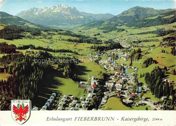 Fieberbrunn Kitzbuehel Tirol AT Fliegeraufnahme mit Kaisergebirge