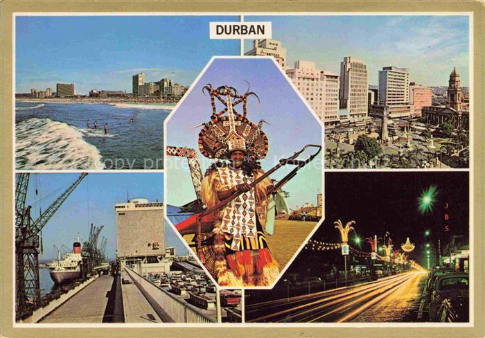 DURBAN  Southafrica RSA Panorama Schiffsanlegestelle Folklore Hochhaeuser Strass