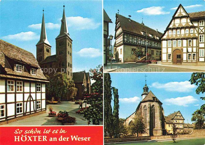 Hoexter Weser NRW Kirche Rathaus Fachwerkhaeuser