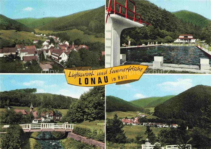 Lonau Herzberg Harz Osterode Niedersachsen Panorama Schwimmbad Bruecke Ortsansic