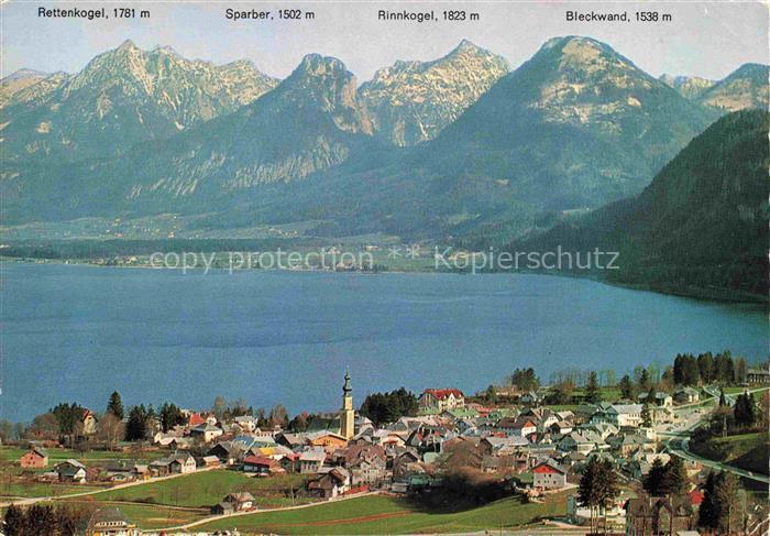 St Gilgen Wolfgangsee AT Fliegeraufnahme mit Retten Kogel Sparber Rinnkogel Ble