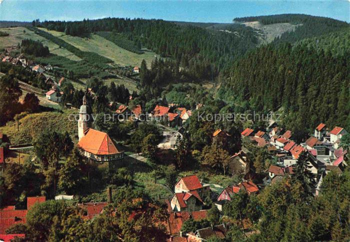 Wildemann Harz Goslar Niedersachsen Fliegeraufnahme mit Kirche