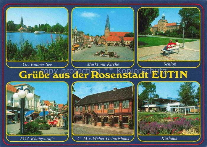 Eutin Schleswig-Holstein Grosser Eutiner See Markt mit Kirche Schloss Fussgaenge