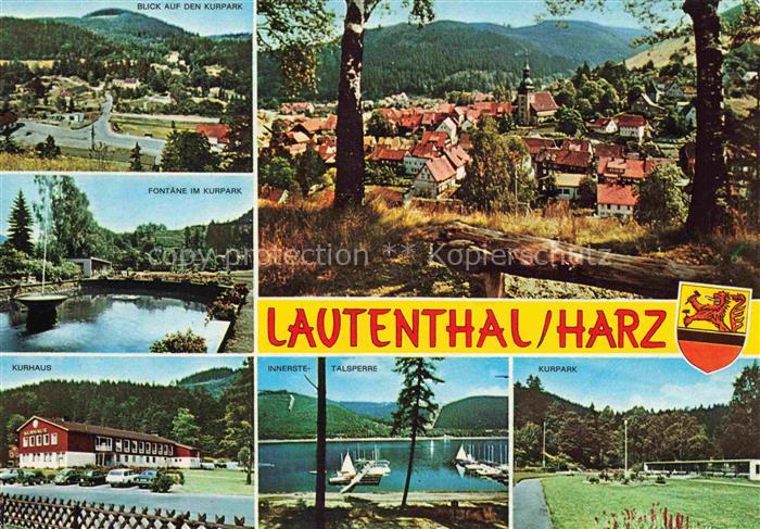 Lautenthal Harz Langelsheim Goslar Kurparkblick, Panorama Fontaene Kurhaus Inner