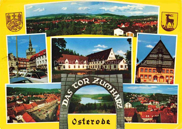 Osterode  Harz Stadtblick, Harzberge, Marktplatz mit Marktkirche, Haus der Jugen