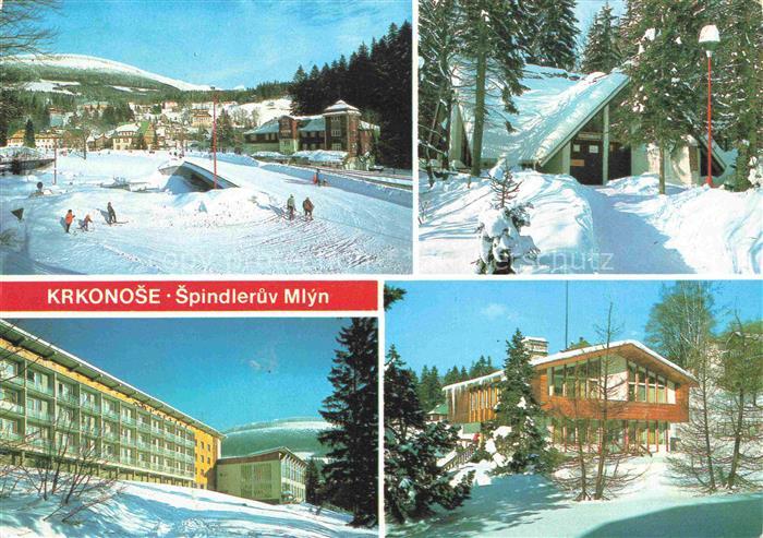Spindleruv Mlyn Spindelmuehle Riesengebirge CZ Namesti se starym a novym mostem