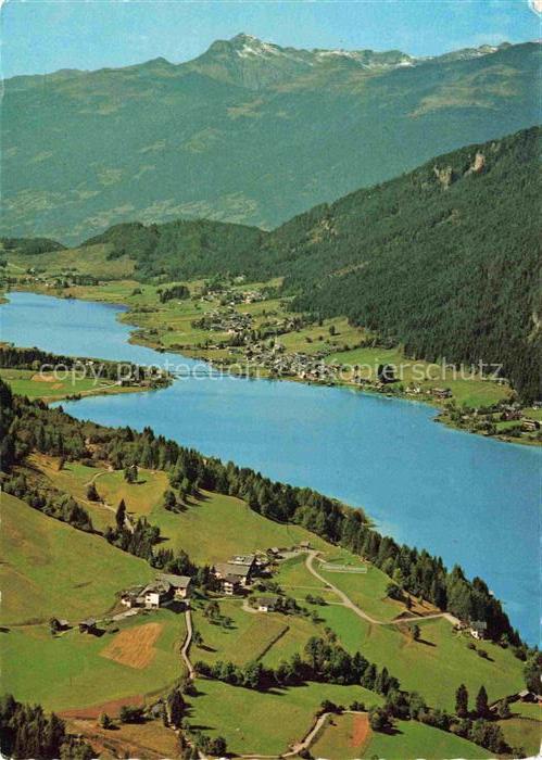 Weissensee Kaernten AT Blick ueber Naggl Fliegeraufnahme
