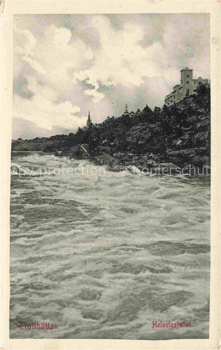 Trollhaettan Sweden Helvetesfallet Stromschnellen Fluss Kirche Felsen