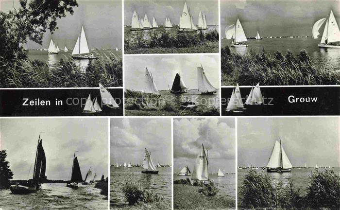 Grouw Friesland NL Segelboote Segeln See Schilf Mehrbildkarte