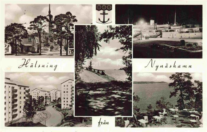 Nynaeshamn Sweden Kirche Faehrschiff Wohnhaeuser Strand Schaeren Mehrbildkarte