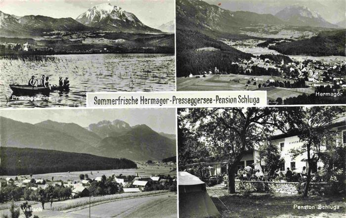 Hermagor Kaernten AT Presseggersee Pension-Schluga Ruderboot Panorama Vellach Me