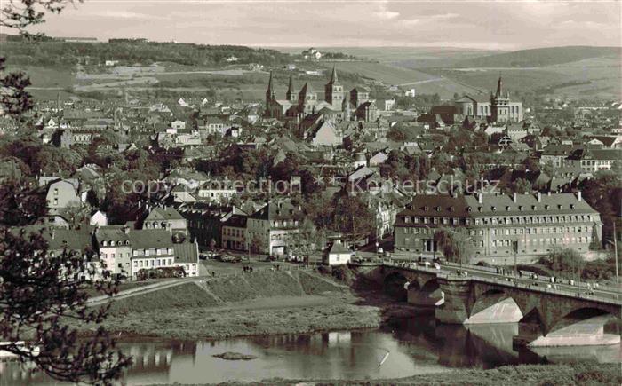 TRIER  CITY Weisshaus Dom Bruecke Haeuser Kirchtuerme Fluss