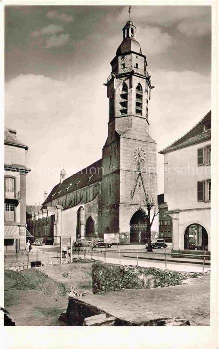 LANDAU  PFALZ Stiftskirche Kirchturm Baustelle Autos Haeuser