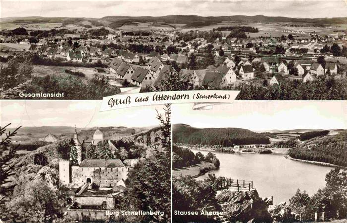 Attendorn OLPE NRW Burg-Schnellenberg Stausee-Ahausen Dorf Haeuser Wald