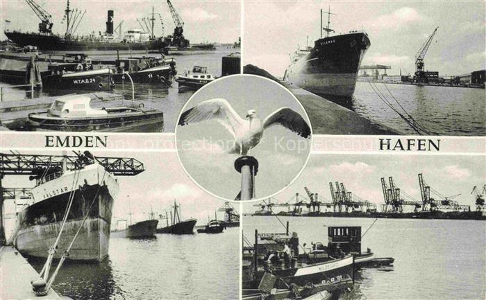 EMDEN  Ostfriesland Hafen Schiffe Kraene Frachter Moewe
