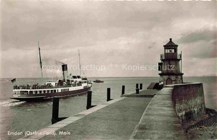 EMDEN  Ostfriesland Mole Leuchtturm Dampfschiff Passagierschiff Hafen