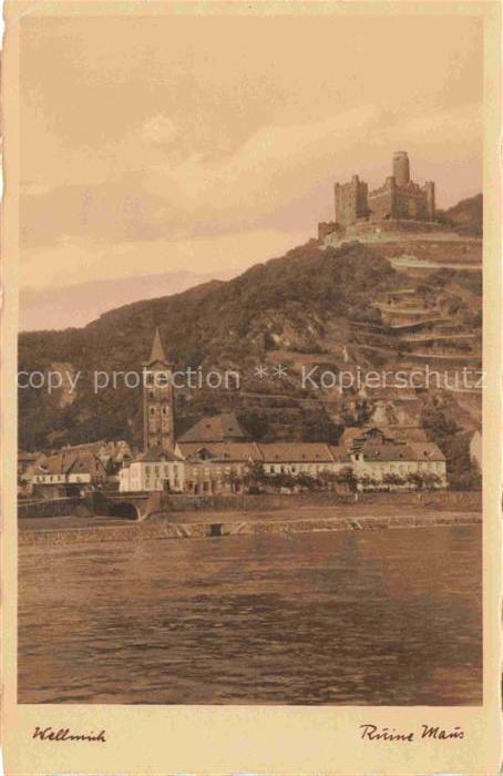 Wellmich Sankt Goarshausen Ruine-Maus Rhein Kirche Dorf Weinberge Burgberg