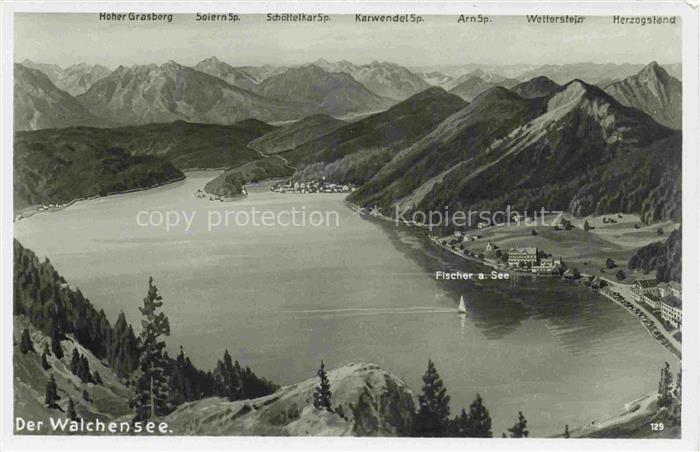 Walchensee Kochel See Bayern Herzogstand Karwendel Wetterstein Hoher-Grasberg Al