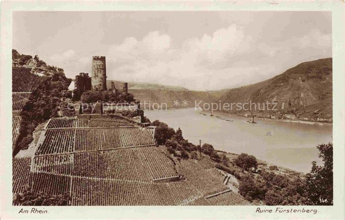 Fuerstenberg (Ruine) Bacharach Rheinland-Pfalz Rhein Weinberge Burgturm Steilhan