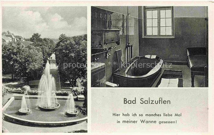 BAD SALZUFLEN Lippe NRW Springbrunnen Kurpark Badewanne Kurbad Villen Humor