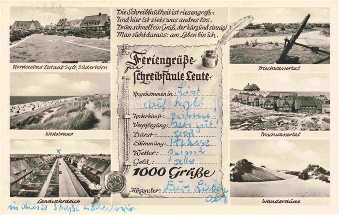 LIST  SYLT Weststrand Wanderduene Landwehrdeich Nordsee Feriengruss Mehrbildkart