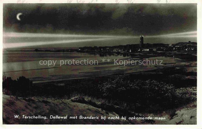 West-TERSCHELLING Friesland NL Brandaris Dellewal Nachtaufnahme Mondaufgang Leuc