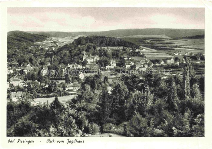 BAD KIssINGEN Blick-vom-Jagdhaus Kuranlage Villen Talblick Huegel Wald Kurort