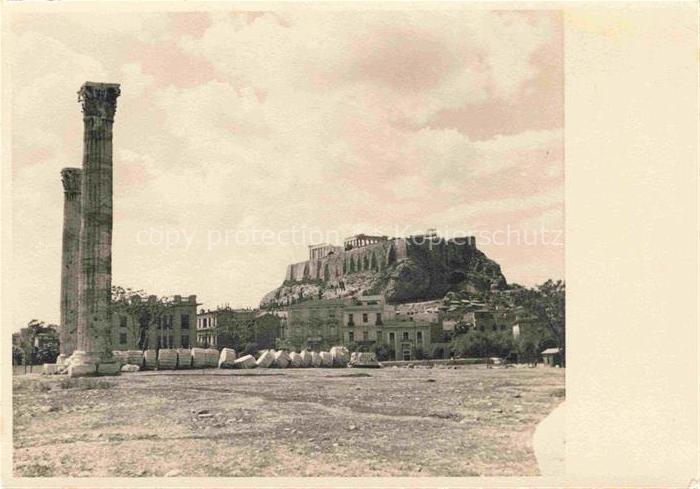 ATHEN Athenes Greece Olympieion Zeustempel korinthische-Saeule Akropolis Parthen
