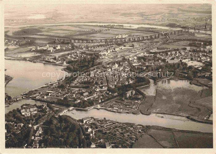 Rendsburg Schleswig-Holstein Stadtpanorama Hochbruecke Eider Kanal Haeuser Felde
