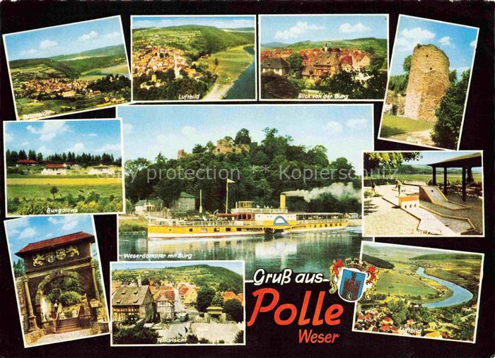 Polle Oberweser Holzminden Niedersachsen Weser Dampfer Burg-Ruine Dorf Minigolf