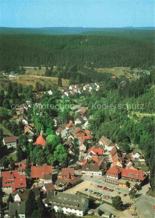 Altenau Harz Gemkenthal Niedersachsen Luftbild Altstadt Rote-Daecher Wald Talspe