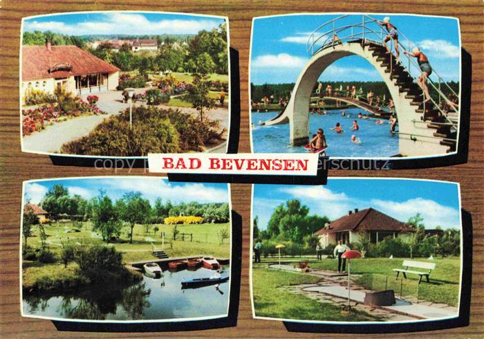 Bad Bevensen UELZEN Niedersachsen Kurpark Freibad Wasserrutsche Badegaeste Teich