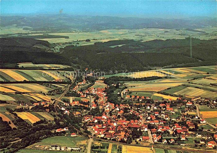 Rhumspringe Goettingen Niedersachsen Luftbild Felder Wald Rhumquelle Dorfansicht