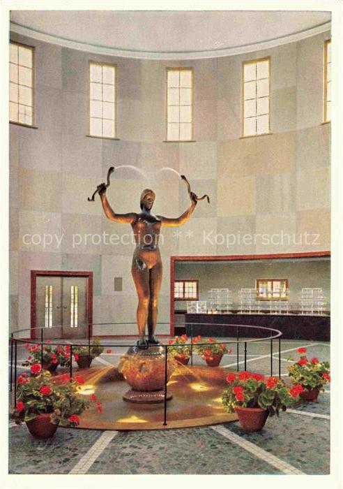Toelz BAD ToeLZ Trinkhalle Jodquellen Bronzestatue Rotunde Geranien Kurgebaeude