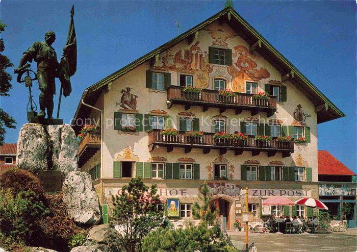 Kochel am See Bayern Gasthof-zur-Post Hotel Lueftlmalerei Fassadenmalerei Denkma