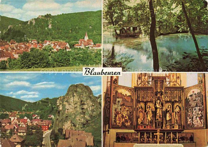 Blaubeuren Blautopf Kloetzle-Blei Klosterkirche Hochaltar Stadtansicht Karstquel