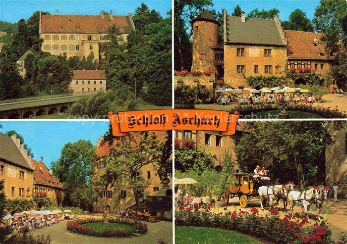 Aschach Bad Bocklet Schloss-Aschach Mehrbildkarte Innenhof Biergarten Kutsche Pf