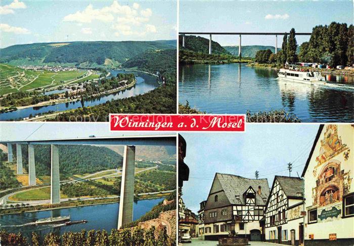 Winningen Mosel Rheinland-Pfalz Mehrbildkarte Mosel Weinberge Moseltalbruecke Au