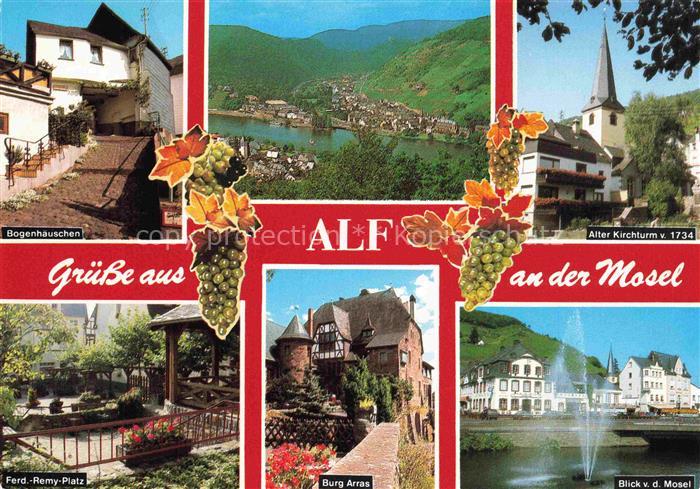 Alf Bullay Mosel Mehrbildkarte Mosel Weinberge Kirchturm Burg-Arras Ferd-Remy-Pl