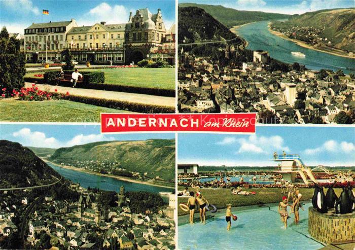 Andernach Rhein Rheinland-Pfalz Mehrbildkarte Kurpark Hotel Rheinpanorama Stadta