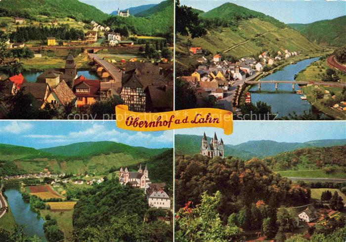 Obernhof Lahn Lahntal Fluss Mehrbildkarte Kloster Dorf Weinberge Huegel
