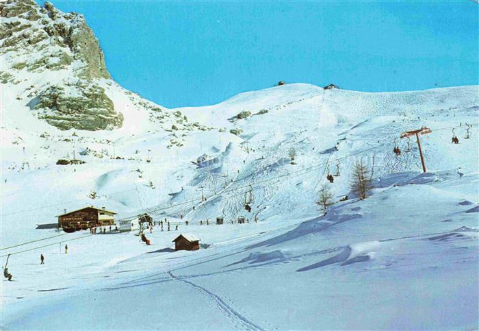 Canazei Fassatal Pozza di Fassa Trentino IT Skigebiet Belvedere Sessellift Skipi