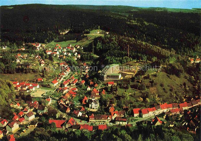 Bad Grund Harz Osterode Niedersachsen Luftbild Stadtansicht Wald Harz Kurgebaeud