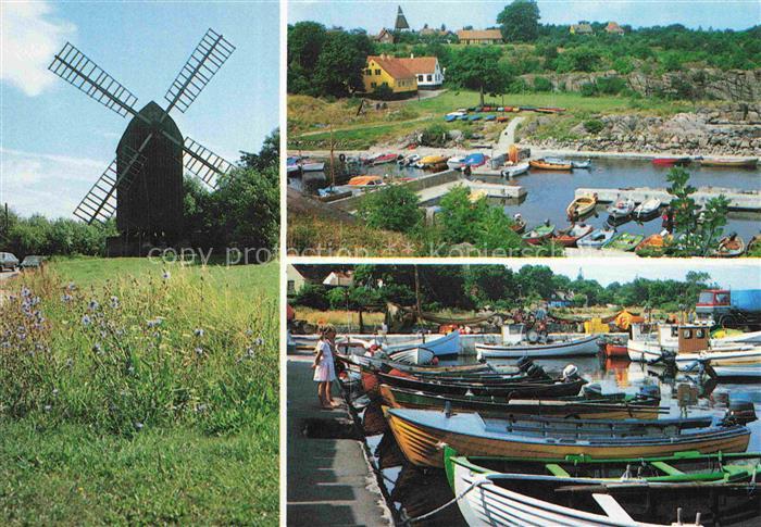 Svaneke Bornholm DK Windmuehle Hafen Boote Mehrbildkarte Listed Bornholm Fischer
