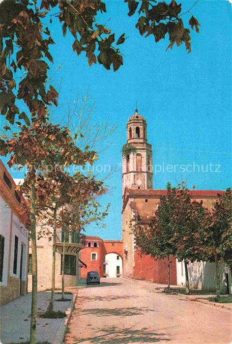 Cubellas Tarragona Barcelona Cataluna ES Iglesia Kirchturm Kirche Baeume Gasse M