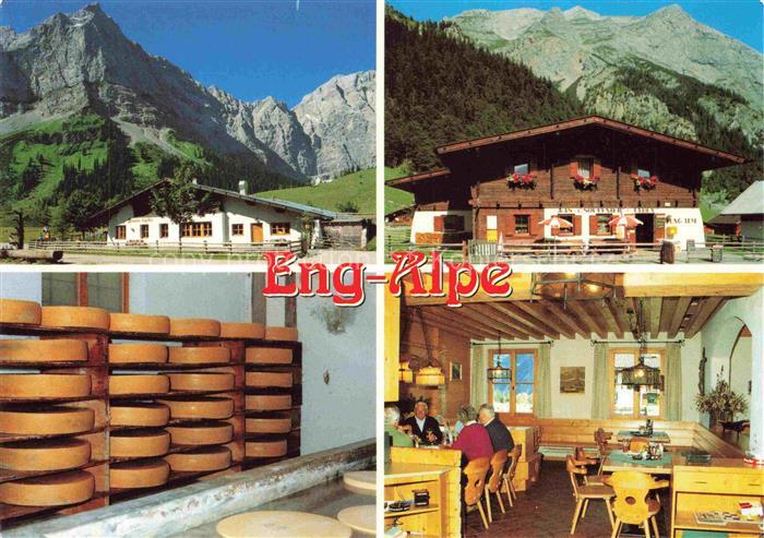 Eng-Alpe Eng Alm 1272m Tirol Eng-Alm Rasthuette Bergkaeselager Gaststube Karwend