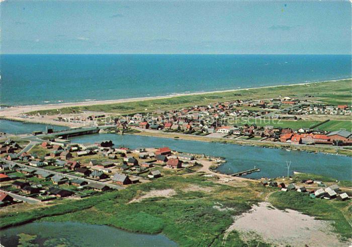 Thorsminde DK Kuestenort Kanal Strand Hafen Nordsee Luftaufnahme Haeuser Duenen