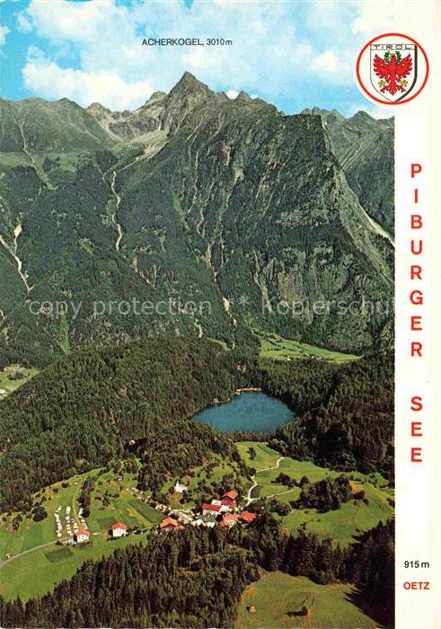 Piburg oetz Tirol AT Piburger-See Acherkogel oetztal Dorf Bergsee Wald Luftaufna