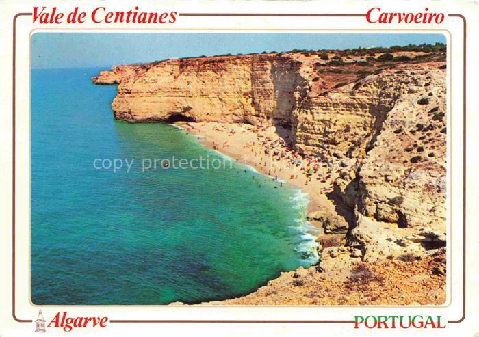 Carvoeiro Algarve PT Vale-de-Centianes Klippen Strand Meer Felsenkueste Felsenbo