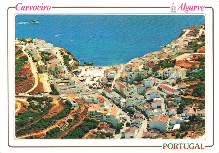 Carvoeiro Algarve PT Strand Ortschaft Kueste Meer Luftbild Haeuser